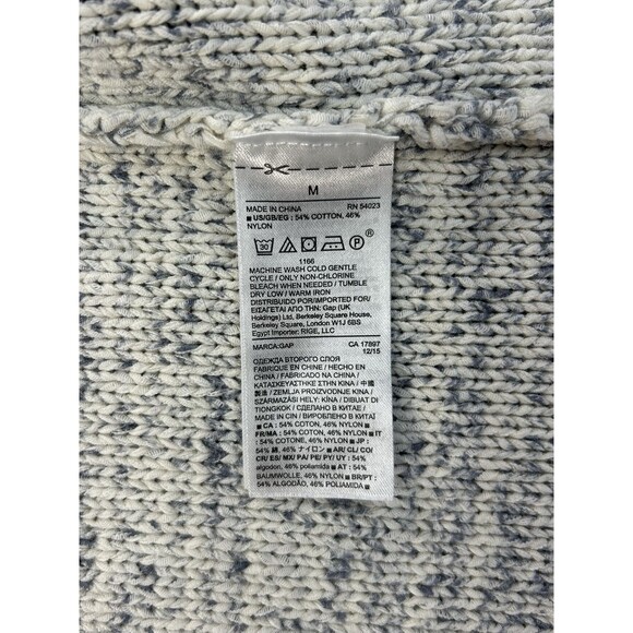 Gap Gray Ivory & Blue Sweater Vest Long Duster Open Cardigan Size M - Picture 10 of 10
